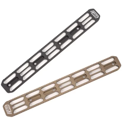 A picture of two Area 419 ARCALOCK Dovetail Rails. One black, one FDE.