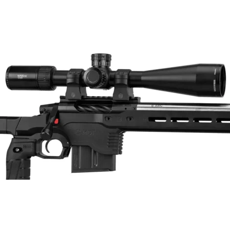a close up side view of a rifle in an ACC Premier chassis