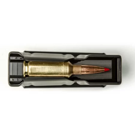 Top view of the of the 6BR / 6 Dasher magazine, showing a round inserted for scale.