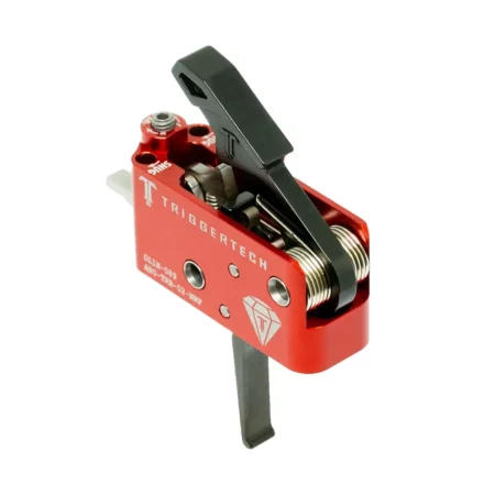 Top front quarter view of a Diamond AR trigger with flat shoe