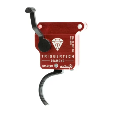 front quarter view from the safety side of a diamond trigger with traditional curve shoe