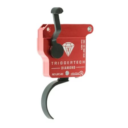 rear quarter view from the safety side of a diamond trigger with traditional curve shoe