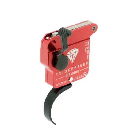 Rear quarter view of the safety side of a Triggertech diamond Pro Curver trigger