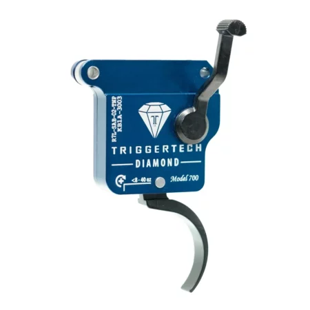 Front quarter view of a left hand Rough Diamond trigger with pro curve shoe