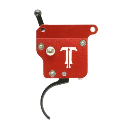 Profile view of the non safety side of a left handed diamond trigger with traditional curve shoe.