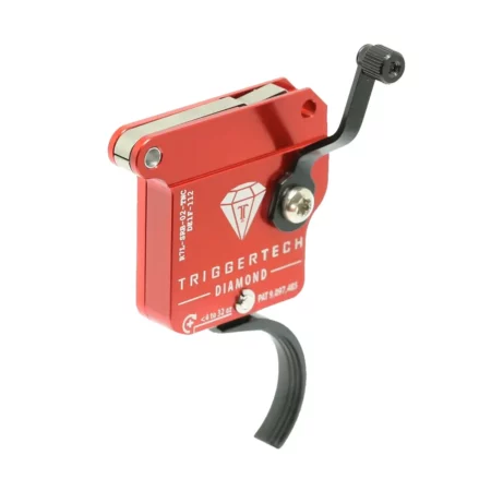 Safety side front quarter view of a diamond trigger with traditional curve shoe