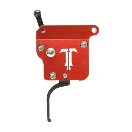 Profile view of the non safety side of a left hand diamond trigger with flat shoe