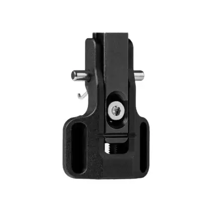 Front quarter view of the adjustable mag latch showing adjustable set screw