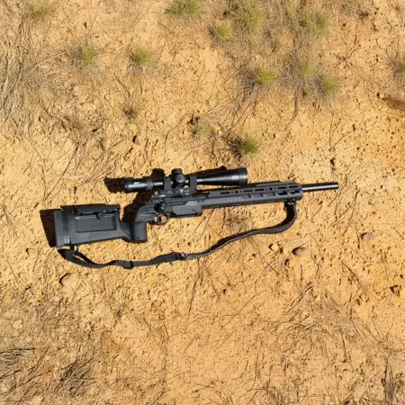 KRG Enclosed forend on a Bravo chassis. Picture taken on a sandy floor