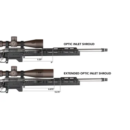 Image with size references for the extended optic and optic inlet shrouds of a C-4 Chassis