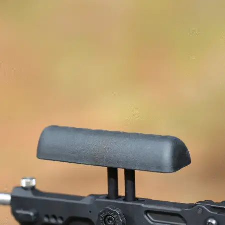 the overmolded cheekpiece attached to the buttstock of a rifle