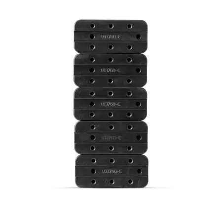 5 Interior forend weights stacked vertically on their sides.