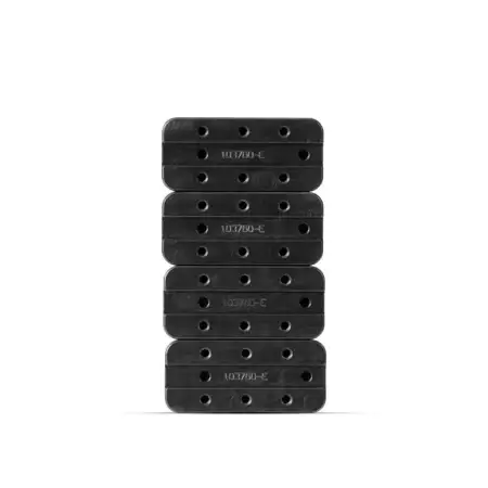 4 interior forend weights stacked vertically on their sides.