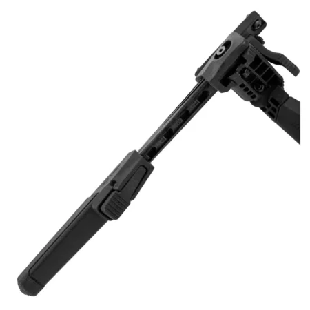 A bottom view of a sing leg of an Oryx Bipod fully extended