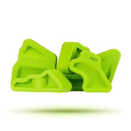 A set of dampeners in acid green