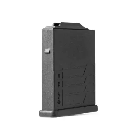 Quarter view of a 10 round 223 AICS Polymer mag
