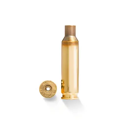 Alpha 6.5mm Creedmoor SRP brass standing vertically