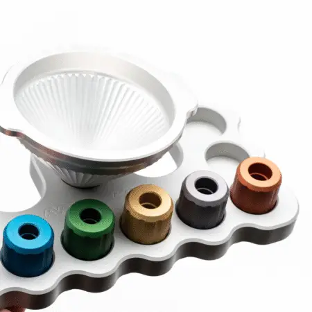 An angled close up view of the funnel heads and funnel from the master funnel kit
