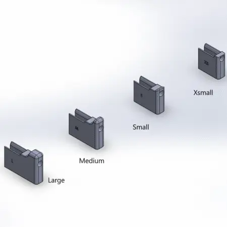 An image showing the different sizes of trigger finger rests for the MPA Vanquish