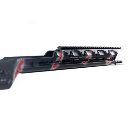 A close up of the forend on the vanquish chassis