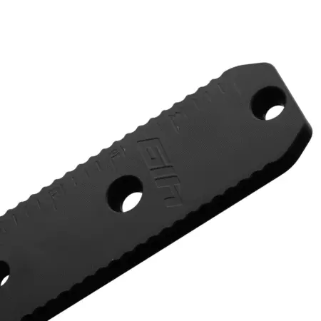 Close up of the logo on the 12" Universal Dovetail Rail