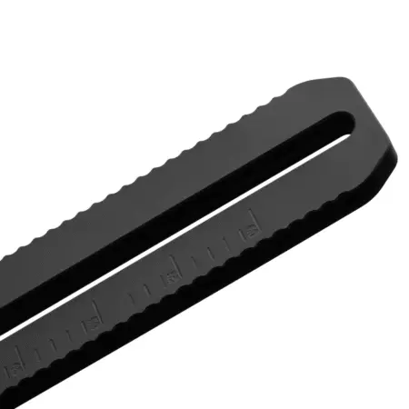 Close up of the measurement markings on the 12" Universal Dovetail Rail