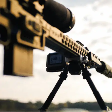 Garmin Xero Mount mounted to rifle, under side view