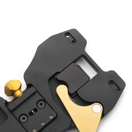 A close up view of the clamp and latch on the RailChanger X