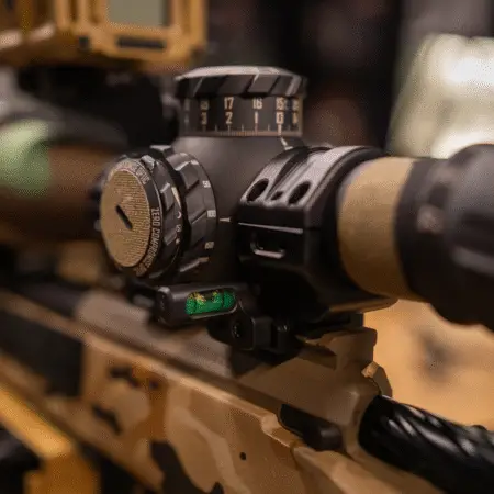 Area 419 scope level affixed to the scope mount on a rifle