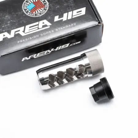 The box and contents of a stainless steel Sidewinder brake