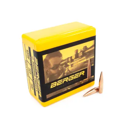 A box of 105 Hybrids standing upright with a couple of bullets next to it.