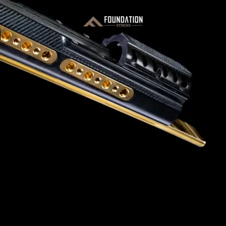 Close up angled view of the forend of a Samson Stock